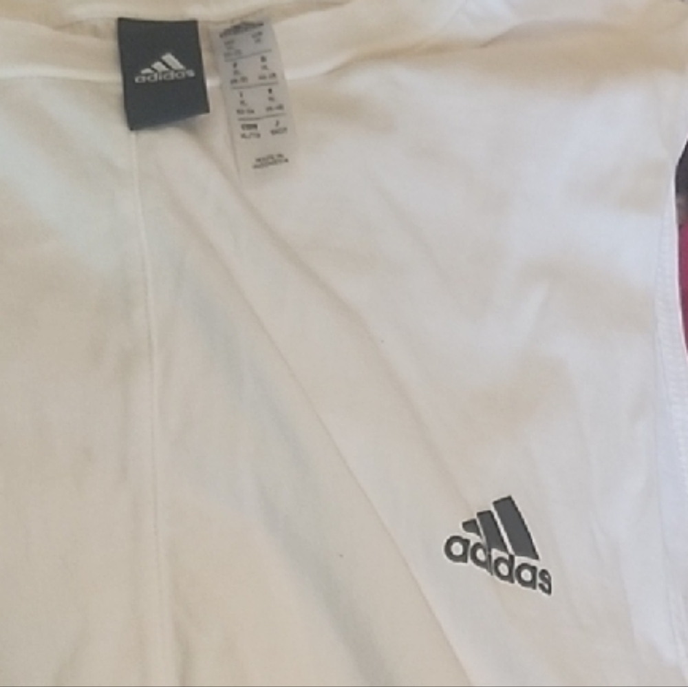 Adidas White and Pink Tank Top